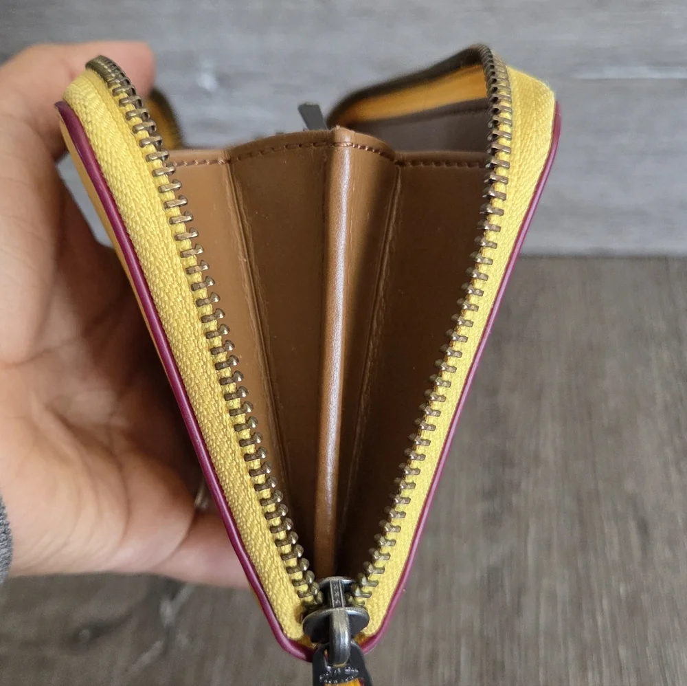 Coach Yellow Zip Wallet with Skateboarding Character - Picture 11 of 11